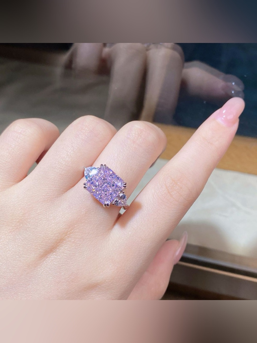 925 Sterling Silver Zircon Geometric Ring